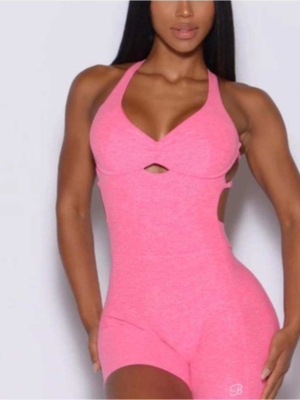 Bombshell Sportswear Hot Pink Halter Cutout Romper